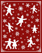 Festive Figures With Snowflakes Pattern Rug