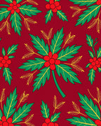 Bold Red Floral Leaf Pattern Rug