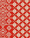 Red Geometric Floral Patterned Rug