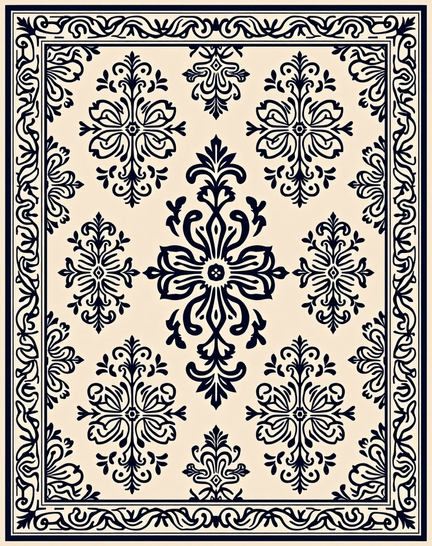 Classic Floral Swirl Patterned Rug