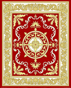 Red Golden Elaborate Floral Medallion Rug