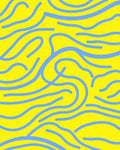 Vibrant Yellow And Blue Wavy Pattern Rug