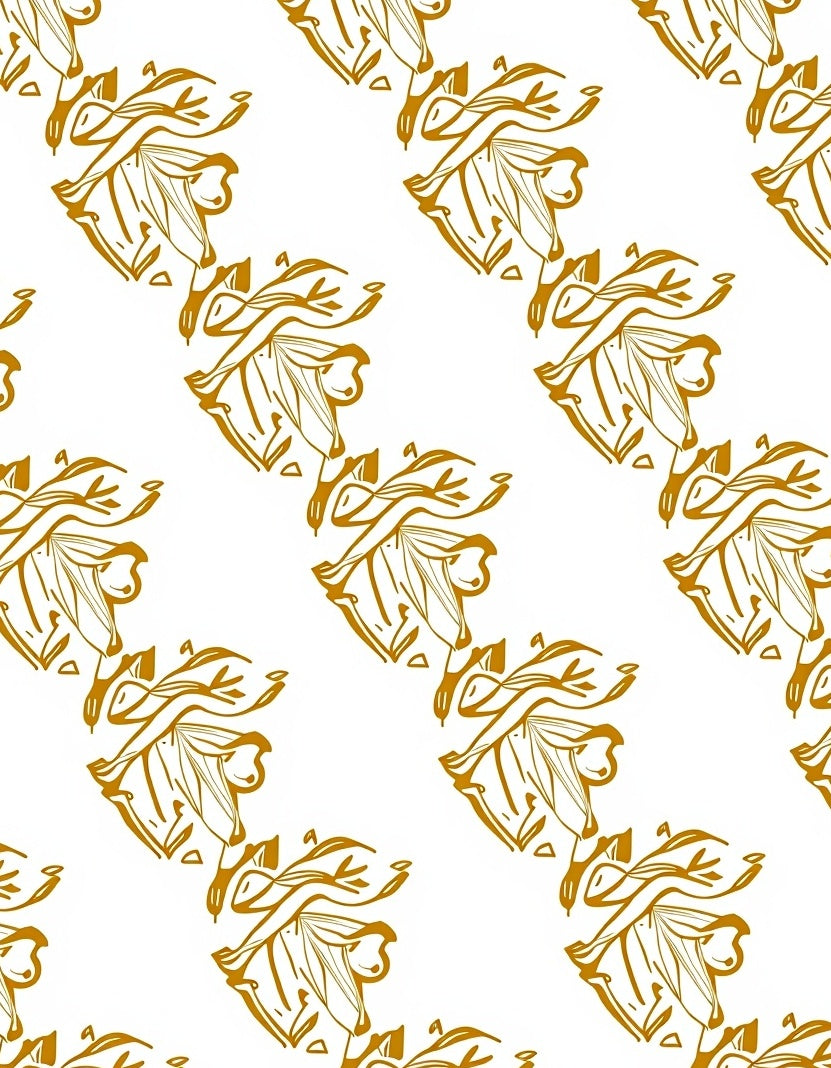 Amber Swirling Leaves Pattern Rug