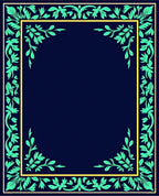 Navy Blue Botanical Frame Design Rug
