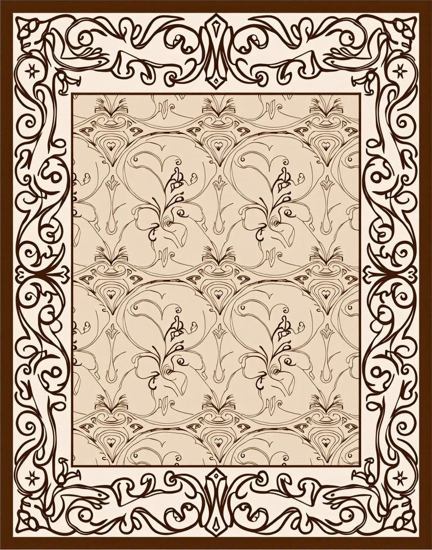 Vintage Floral Scrollwork Classic Design Rug