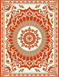 Orange Red Floral Sunburst Ornament Rug