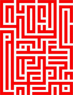 Intricate Red Geometric Maze Design Rug