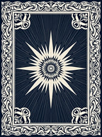 Dark Starburst Intricate Border Design Rug