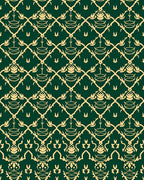 Elegant Gold Emerald Damask Pattern Rug