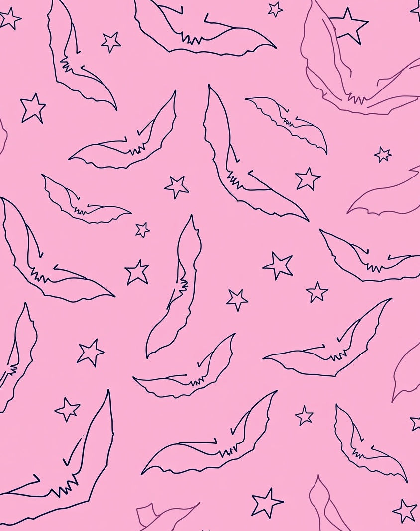 Playful Bat Star Line Art Rug