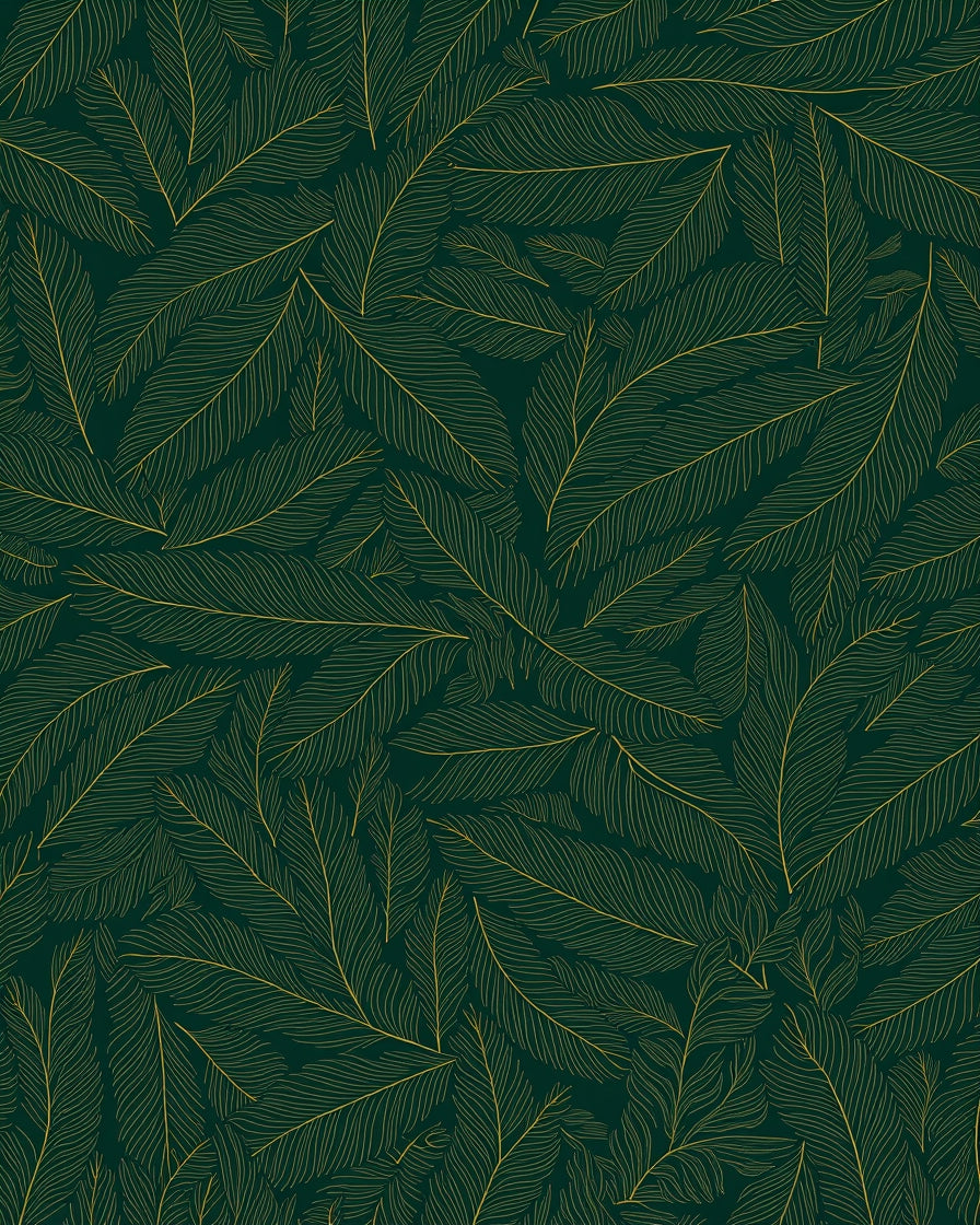 Emerald Green Feather Pattern Rug