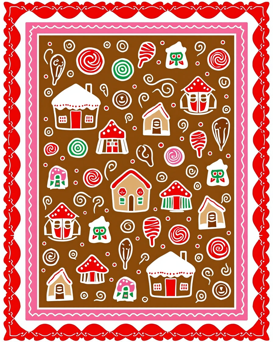 Whimsical Gingerbread Houses and Sweets Design Rug