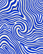 Vivid Blue White Swirl Design Rug