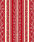 Red Cream Ornate Stripe Pattern Rug