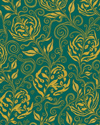 Gold Floral Scrollwork Pattern Rug