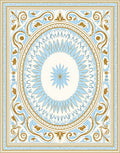 Elegant Blue Gold Floral Medallion Rug