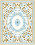 Elegant Blue Gold Floral Medallion Rug