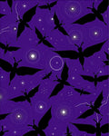Whimsical Black Butterflies on Starry Purple Rug