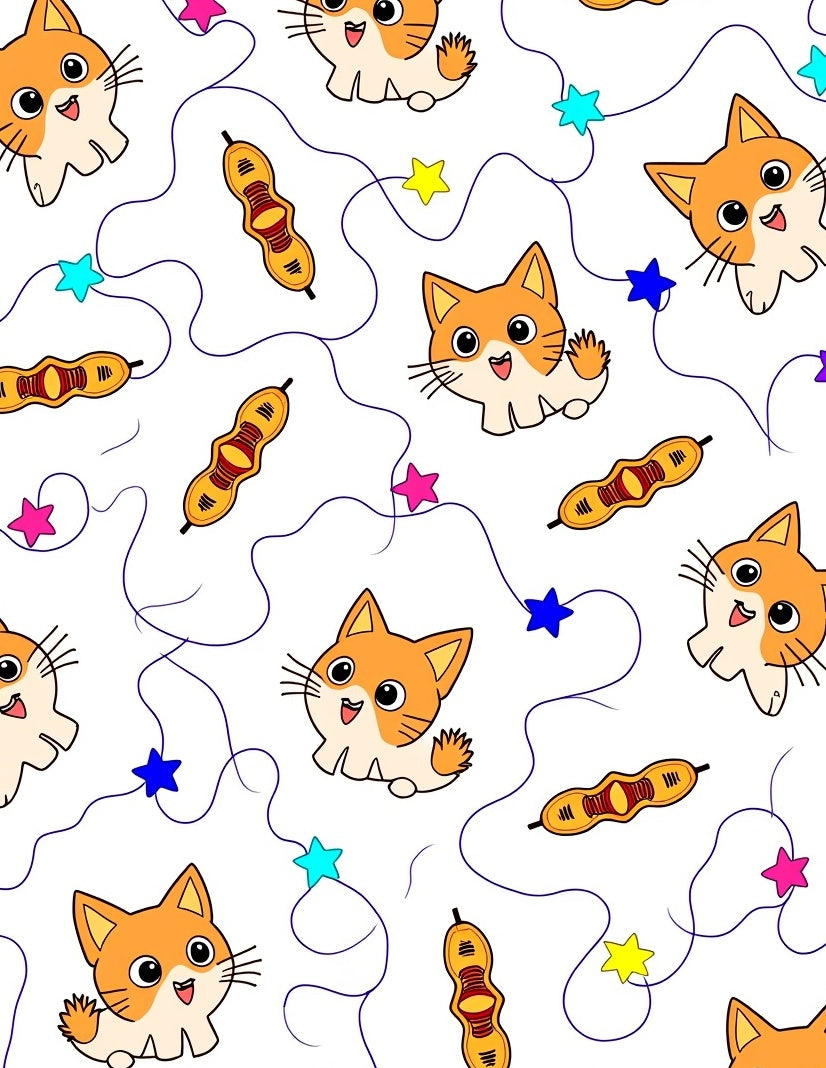 Whimsical Cat Star Pattern Rug
