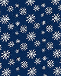 White Snowflakes Patterned Blue Rug