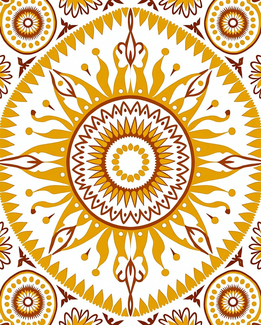 Sunburst Inspired Geometric Mandala Rug