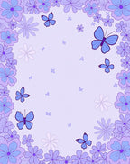 Whimsical Purple Butterfly Floral Design Rug