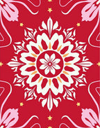 Floral Medallion Style Red Floral Rug