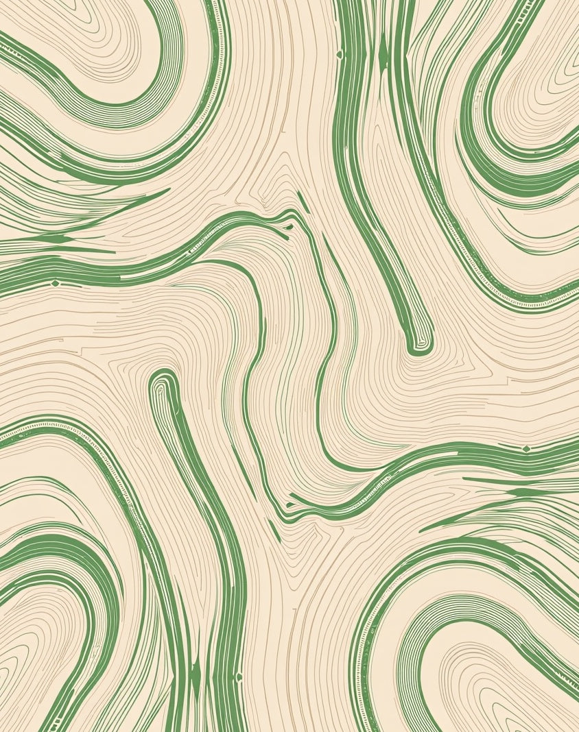 Green Swirl Abstract Pattern Rug