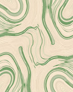 Green Swirl Abstract Pattern Rug