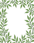 Green Leafy Branch Border Rug
