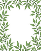 Green Leafy Branch Border Rug
