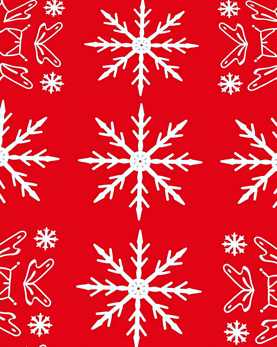 Red White Snowflake Pattern Rug