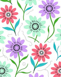 Whimsical Floral Pattern With Bright Colors Rug