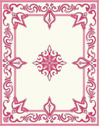 Ornate Pink Floral Scrollwork Pattern Rug
