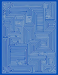 Abstract Blue White Geometric Maze Design Rug