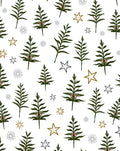 Dark Green Trees Gold Stars Scatter Rug