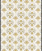 Ornate Gold Floral Eye Pattern Rug