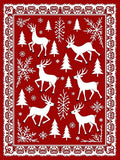 Winter Woodland 7 Deer Snowflake Pattern Rug