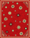 Red Sunburst Swirl Pattern Rug
