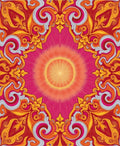 Vibrant Psychedelic Swirl Floral Design Rug
