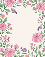 Pink Rose and Bird Garden Design Rug