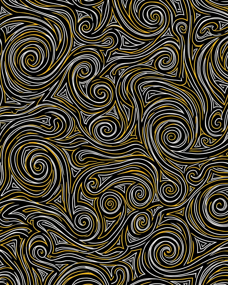 Bold Swirls Black Gold Pattern Rug