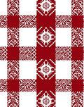 Red White Geometric Motif Squares Rug