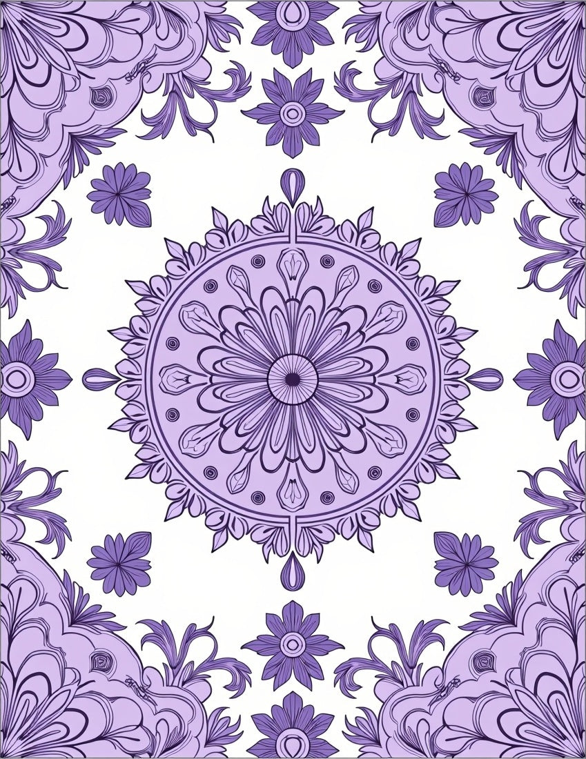 Delicate Floral Mandala Pattern Area Rug