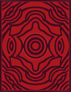 Abstract Red Swirls Geometric Pattern Rug