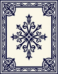 Classic Navy Floral Medallion Border Rug