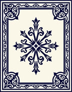 Classic Navy Floral Medallion Border Rug