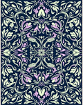 Floral Vines In Navy And Lilac Rug