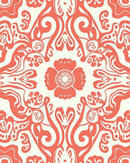 Coral Floral Swirls Pattern Rug