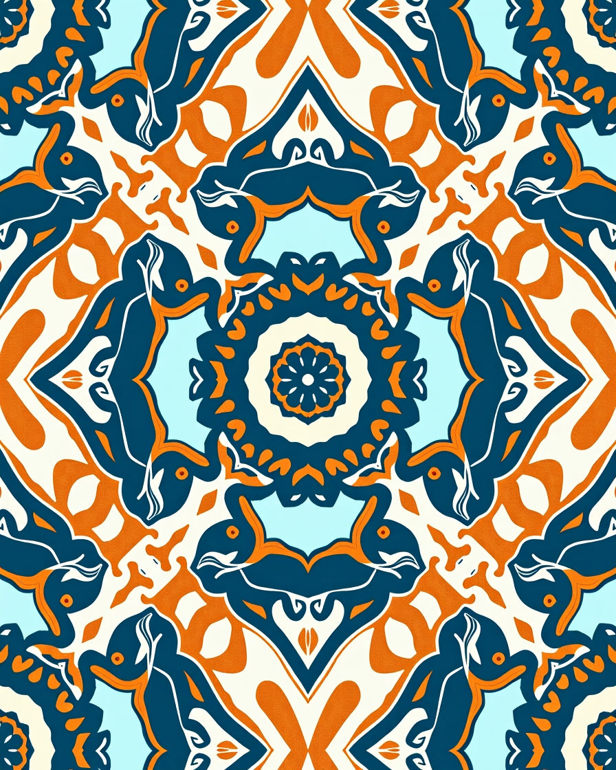 Colorful Symmetrical Medallion Geometric Pattern Rug